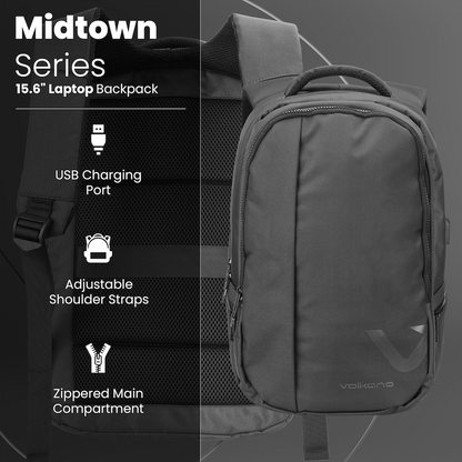 Volkano Midtown 15.6" Laptop Backpack - Black | VK-7151-BK