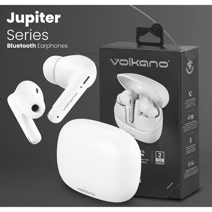 Volkano Jupiter Series TWS Earphones - White | VK-1158-WT