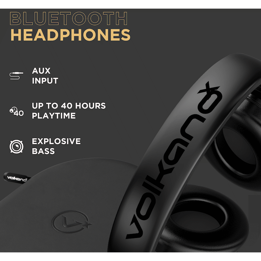 VolkanoX Silenco Series Active Noise-Cancelling Bluetooth Headphones - Black | VK-2003-BK
