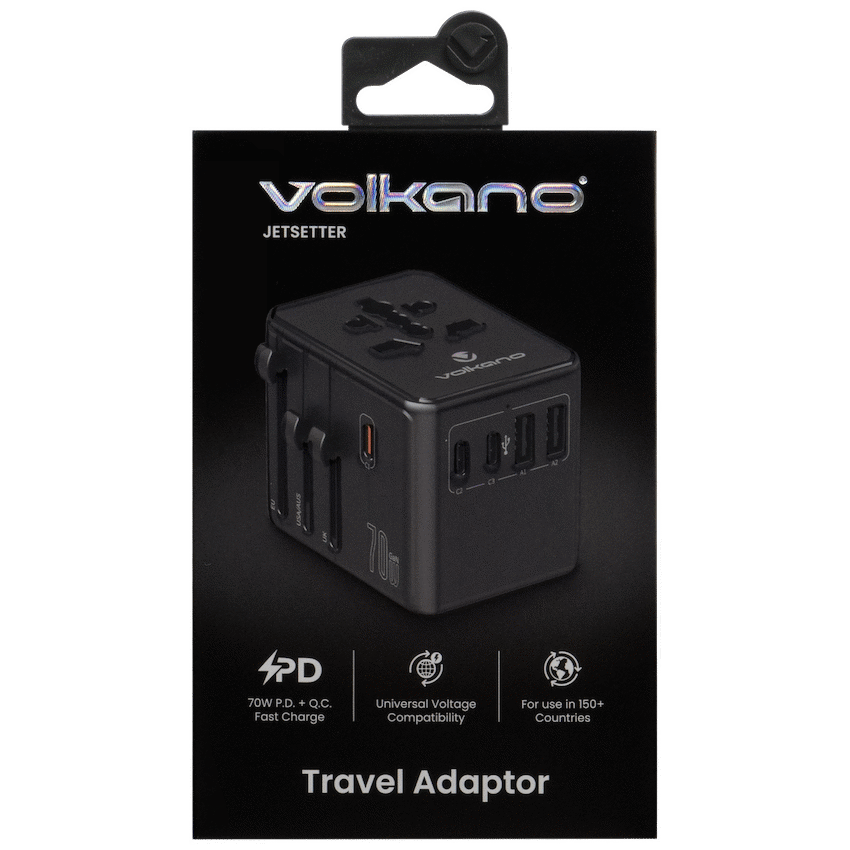Volkano Jetsetter series 70W PD Travel Adaptor | VK-8027-70-BK
