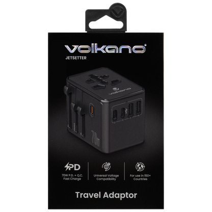 Volkano Jetsetter series 70W PD Travel Adaptor | VK-8027-70-BK
