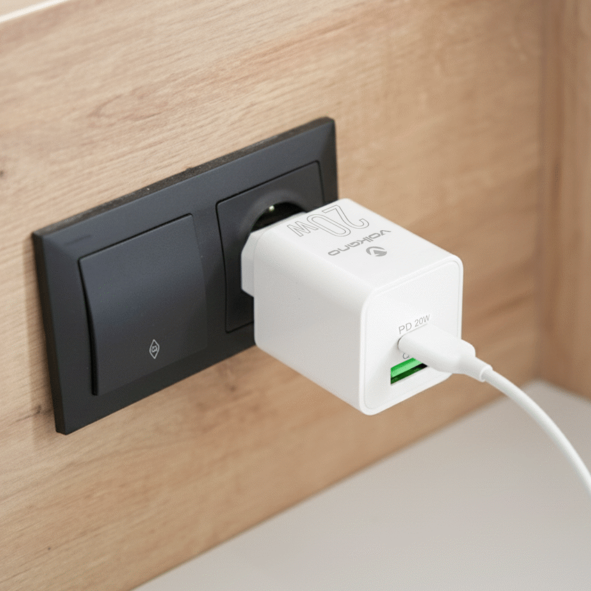 Volkano Dyna Duo 20w PD + QC 3.0 Wall Charger | VK-8058-WT