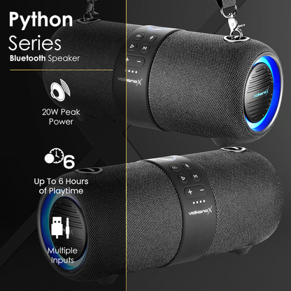 VolkanoX Python Series Bluetooth Speaker - Black | VK-3203-BK