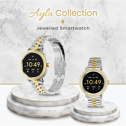 Volkano Ayla Collection Jewelled Smartwatch With 2 Colour Metal link strap | VAC6-5107-GDSL