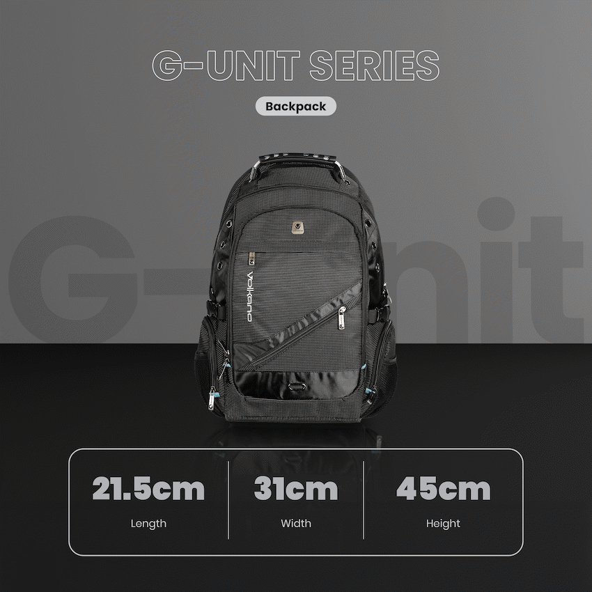 Volkano G-Unit Backpack - Black/Grey/Turquoise | VK-7027-BKGR