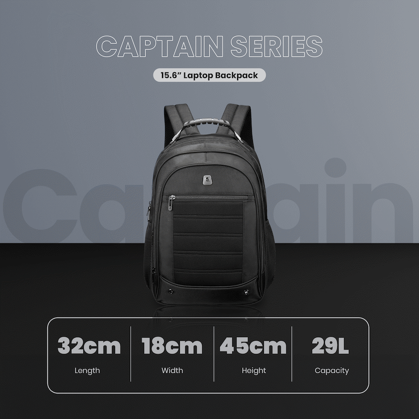 Volkano Captain 15.6" Laptop Backpack - Black | VK-9192-BK