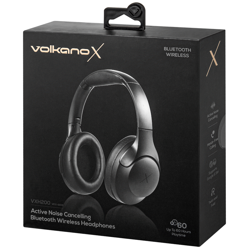 VolkanoX VXH200 Bluetooth Headphones with ANC - Black | VKX-2103-BK
