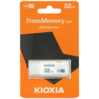 Kioxia TransMemory U301 32GB USB 3.2 Gen 1 Type-A Flash Drive (White) | LU301W032GG4
