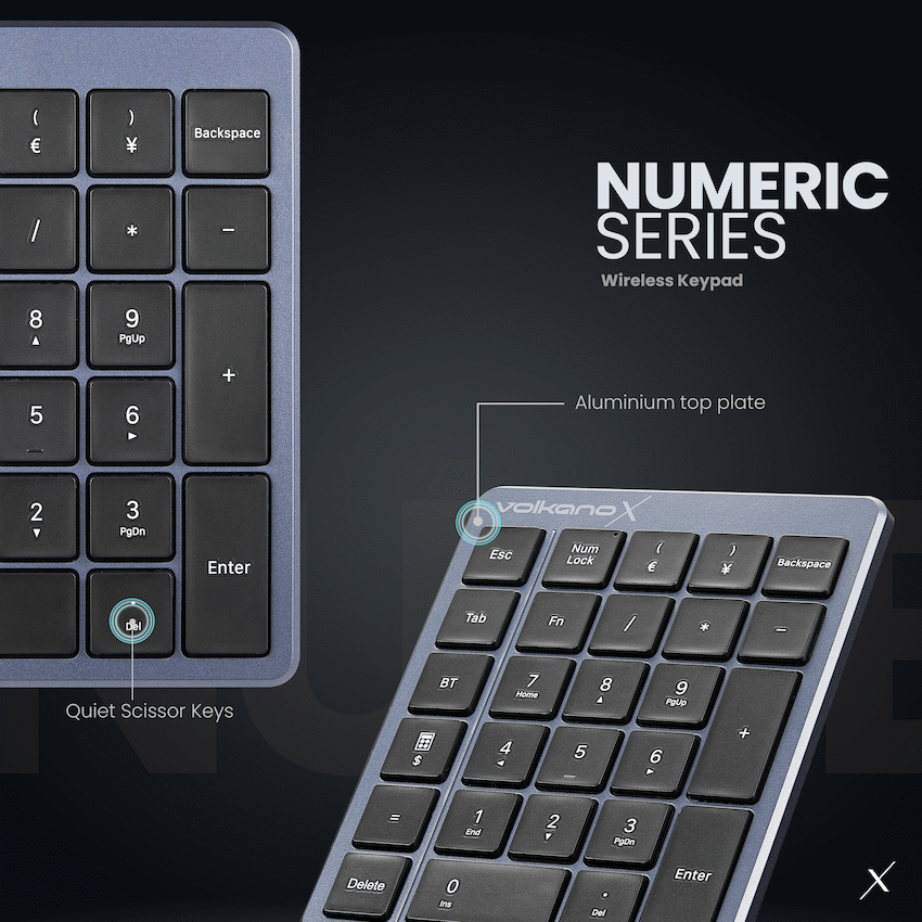 Volkano X Numeric Series Keypad With Scissor keys - Black | VKX-223-BK