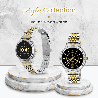 Volkano Ayla Collection Round Smartwatch With 2 Colour Metal link Strap | VAC5-5106-GDSL