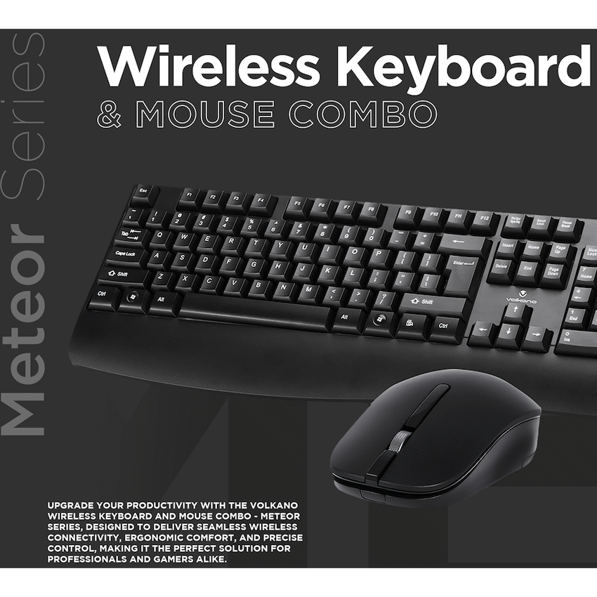 Volkano Meteor Wireless Keyboard and Mouse Combo | VK-20245-BK