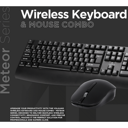 Volkano Meteor Wireless Keyboard and Mouse Combo | VK-20245-BK