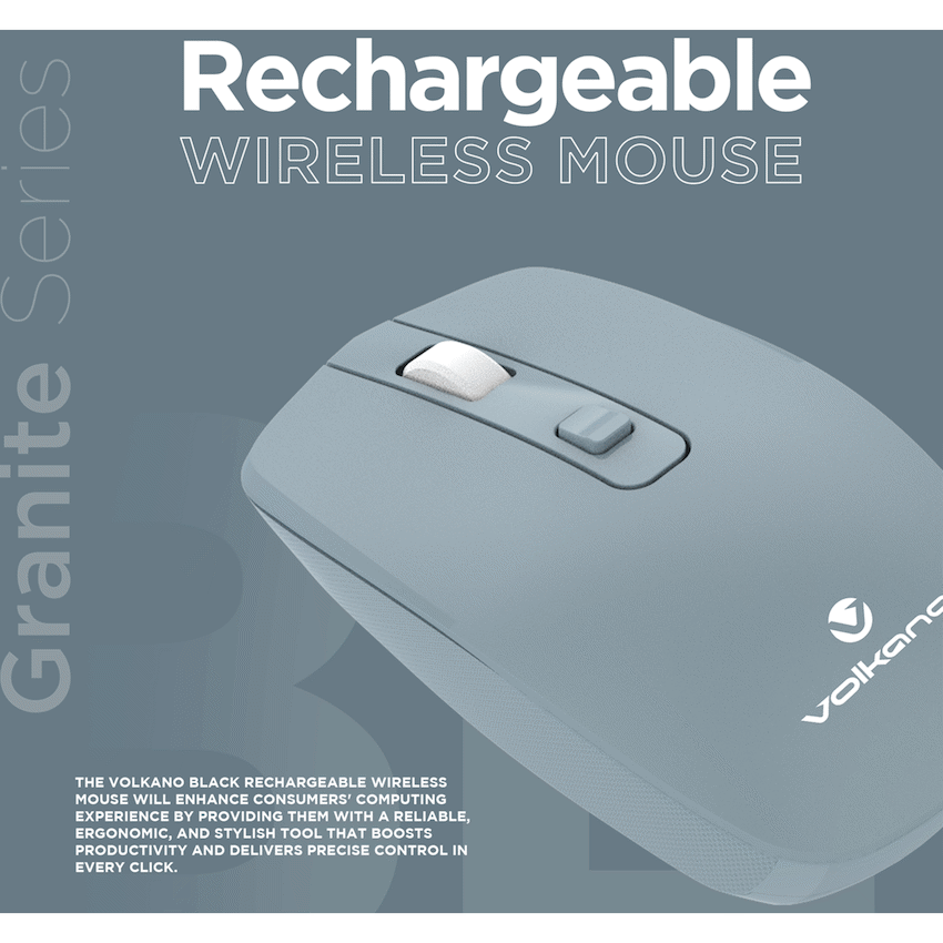 Volkano Granite Series Rechargeable Wireless Mouse - Blue | VK-20196-BL
