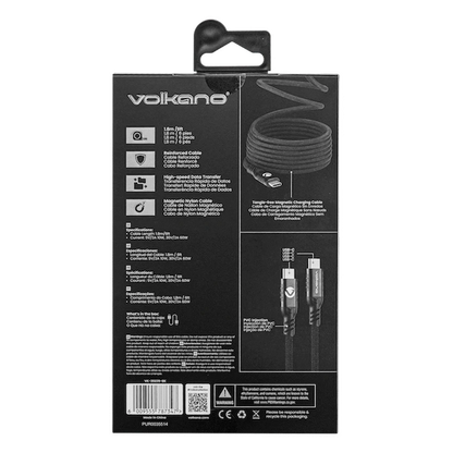 Volkano Weave Series 60w Magnetic Type-C Cable - Black | VK-20239-BK