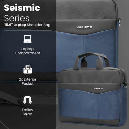 Volkano Seismic 15.6" Laptop Shoulder Bag Blk/Nvy | VK-9180-BKNV