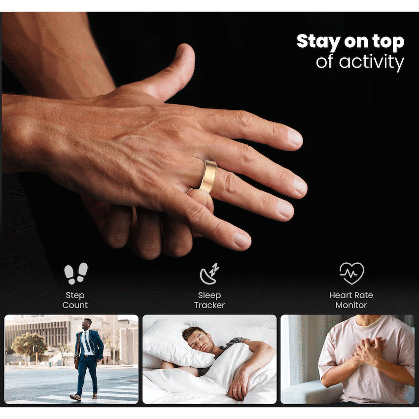 Volkano Ring Series Smart Ring with Charging Case - 19.1mm | VK-5098-LL-GD