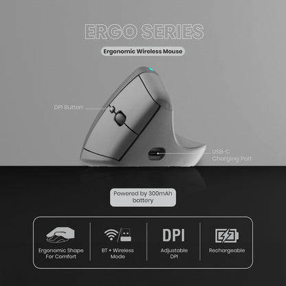 VolkanoX Ergo Bluetooth Wireless Mouse | VK-20301-BK