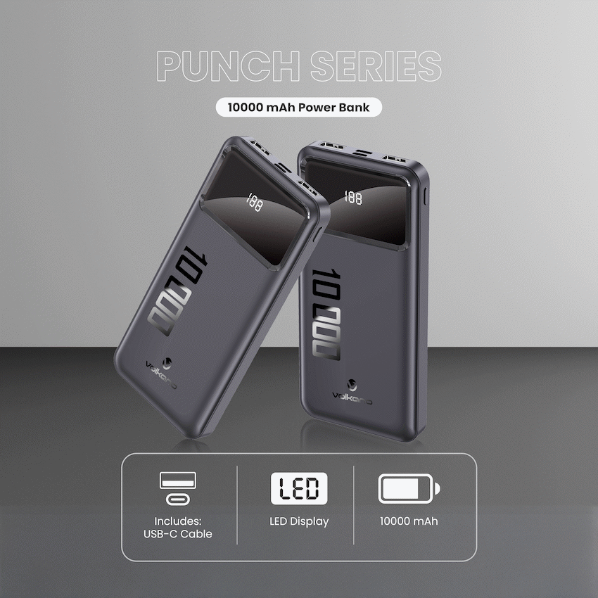 Volkano Punch Series 10000mah Power Bank | VK-9021-BK