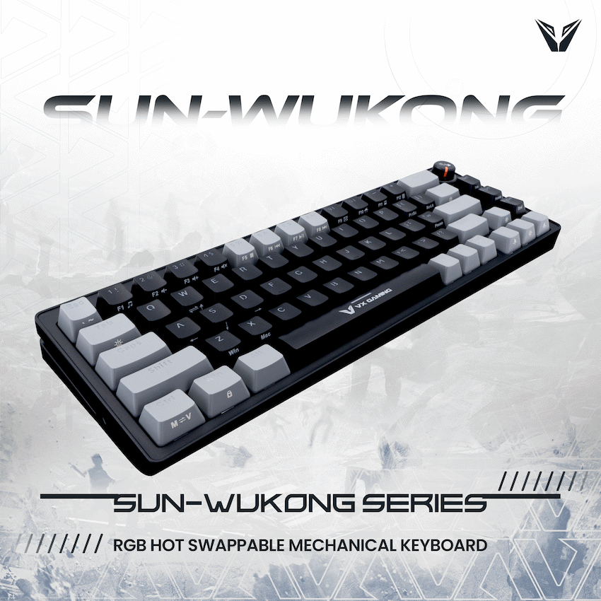 VX Gaming Sun-Wukong RGB Hot Swappable Mechanical Keyboard | VX-232-BKGY