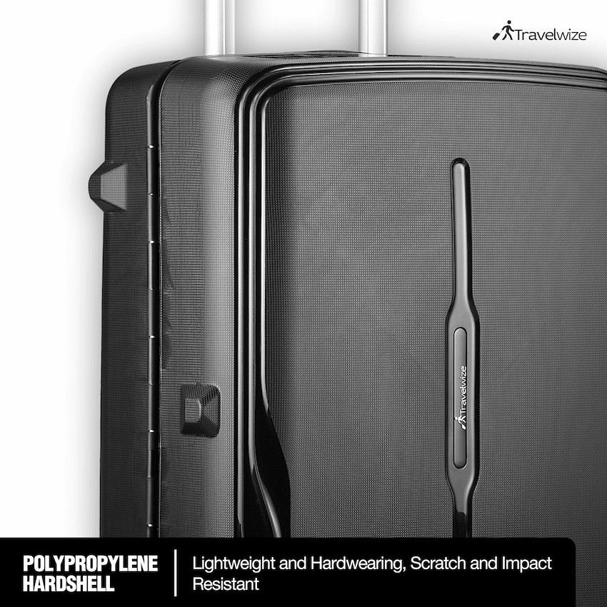 Travelwize Clipper PP 3Pc 4-Wheel Spinner Luggage Set Black | TW-9267-BK