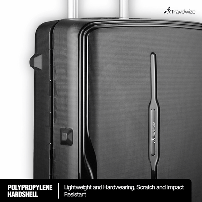 Travelwize Clipper PP 3Pc 4-Wheel Spinner Luggage Set Black | TW-9267-BK