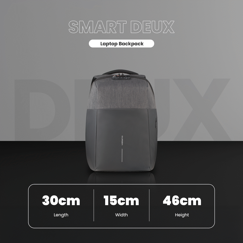 Volkano Smart Deux Laptop Backpack - Black/Charcoal | VK-7081-BKCH