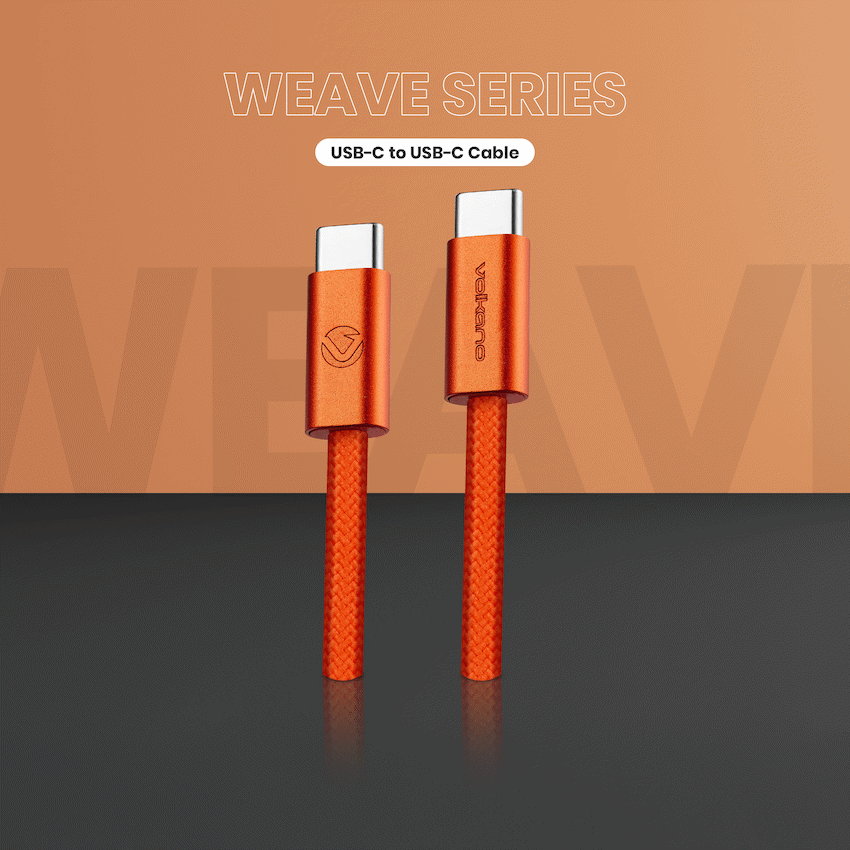 Volkano Weave Series 60w USB C to USB C 1.2m-Orange | VK-30260-OR