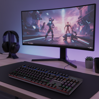 Volkano Gaming Phantom X1 Wired Mechanical keyboard with RGB lighting | VG-208-BK
