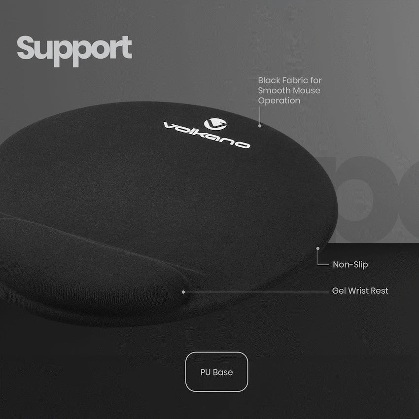Volkano Comfort+ Series Gel Mouse Pad | VK-21000-BK