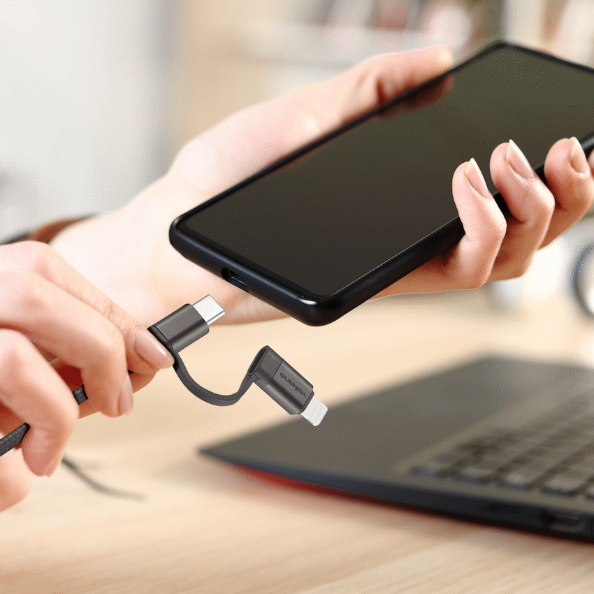 Volkano Weave Series 4-in-1 Charge & Data Cable 60w - 1.2m/4ft | VK-20170-BK