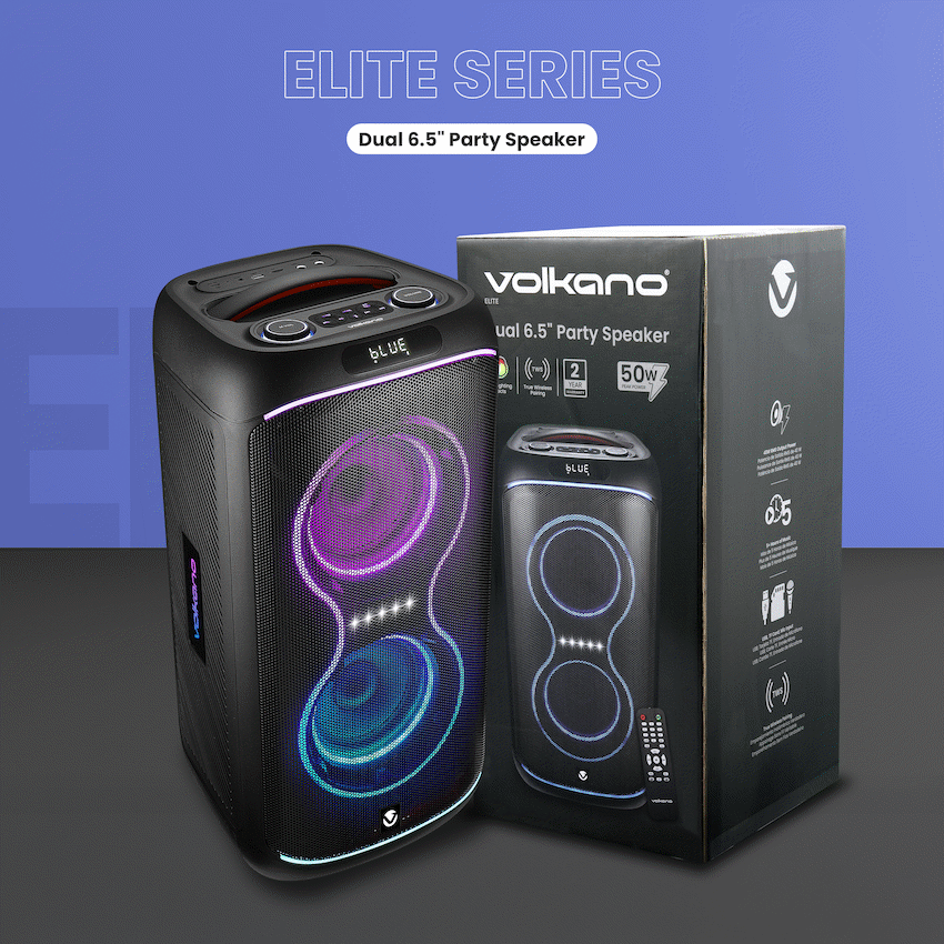 Volkano Elite Series Dual 6.5" Party Speaker | VK-3904-D65-BK