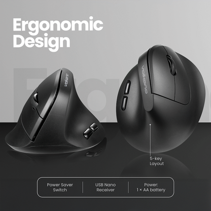 Volkano Curve Series Ergonomic Bluetooth Wireless mouse - Black | VK-20305-BK