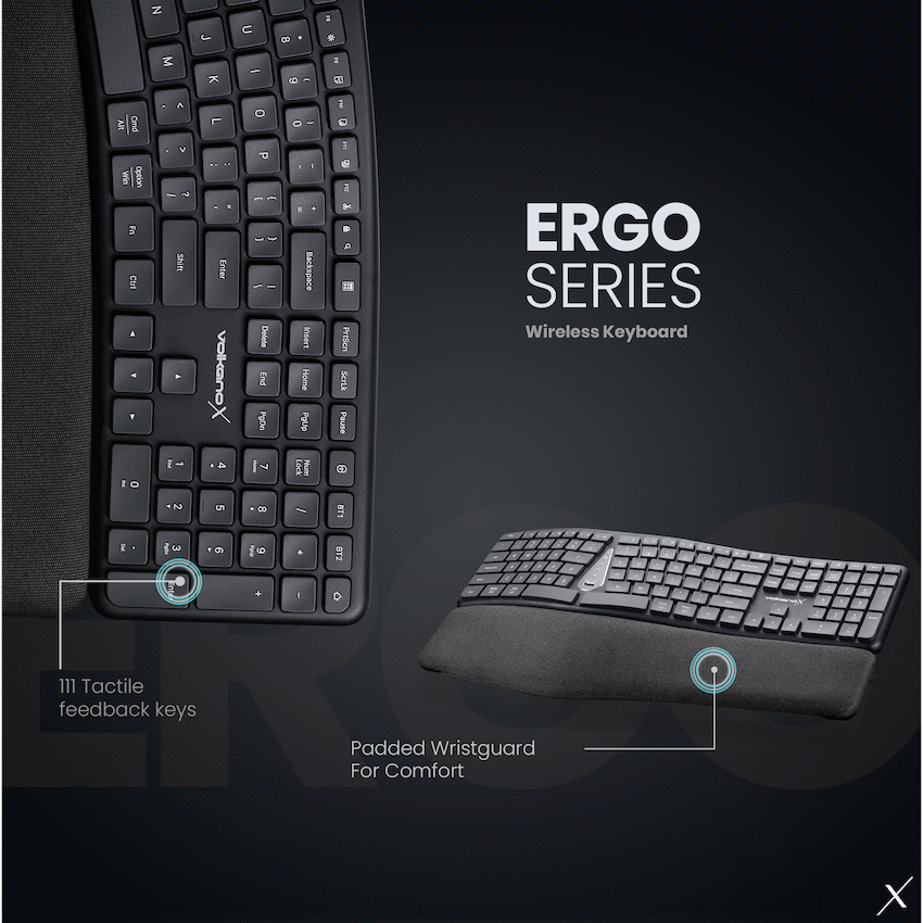 VolkanoX Ergo Bluetooth Wireless Keyboard | VK-20300-BK[V2]