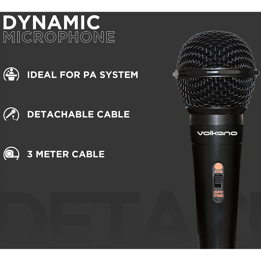 Volkano Ace Series Metal Wired Dynamic Vocal Microphone - Black | VK-30011-BK