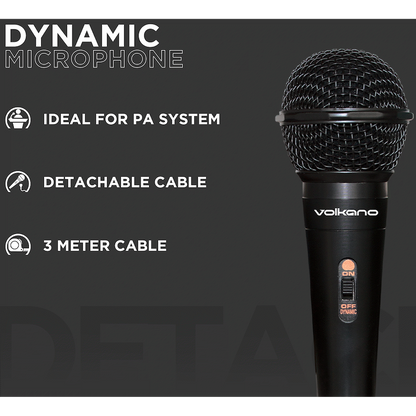Volkano Ace Series Metal Wired Dynamic Vocal Microphone - Black | VK-30011-BK