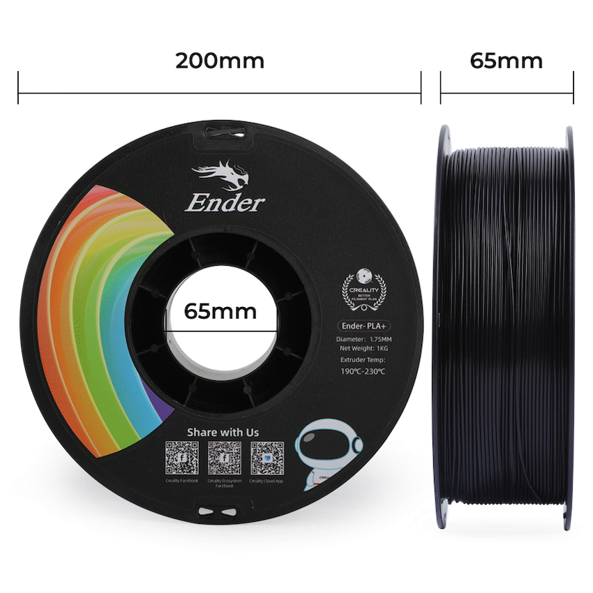 Creality 1.75mm Ender-PLA+ Filament - Black 1Kg | 3301010306