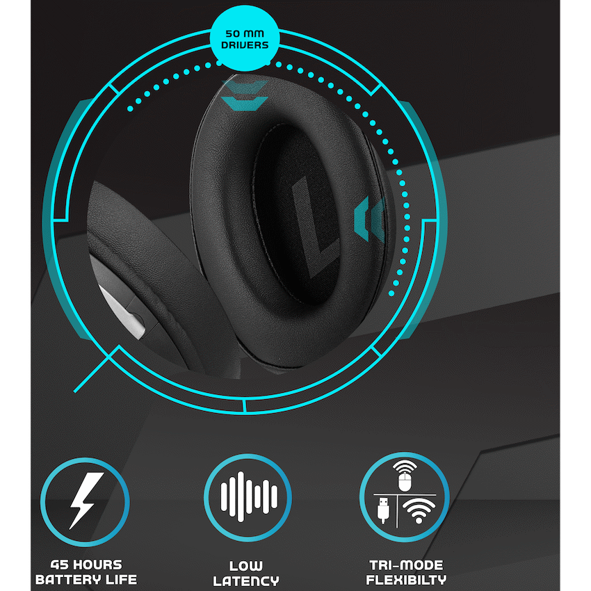 Volkano gaming Helm X1 Pro Wireless Gaming headphone with Tri-mode and ENC mic | VG-222-BK