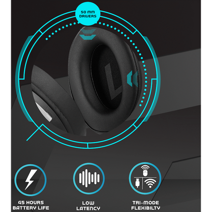 Volkano gaming Helm X1 Pro Wireless Gaming headphone with Tri-mode and ENC mic | VG-222-BK