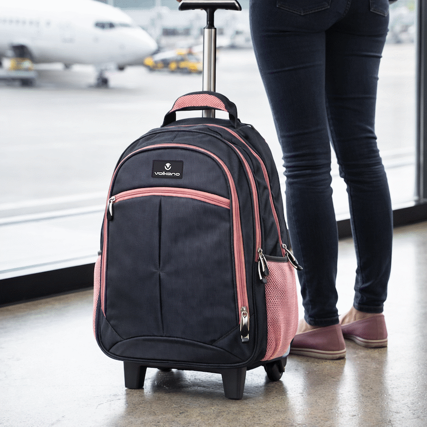Volkano Orthopaedic Trolley Backpack 27L - Dark Grey/Pink | VK-7094-DGRPK