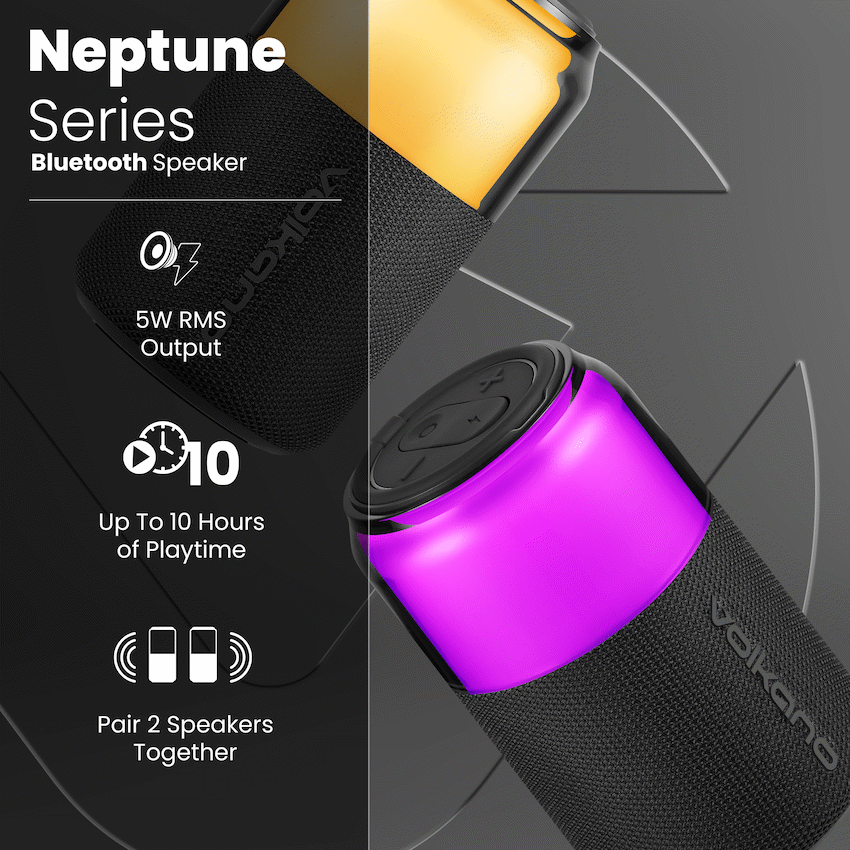 Volkano Neptune Bluetooth Wireless Speaker - Black | VK-3004-BK
