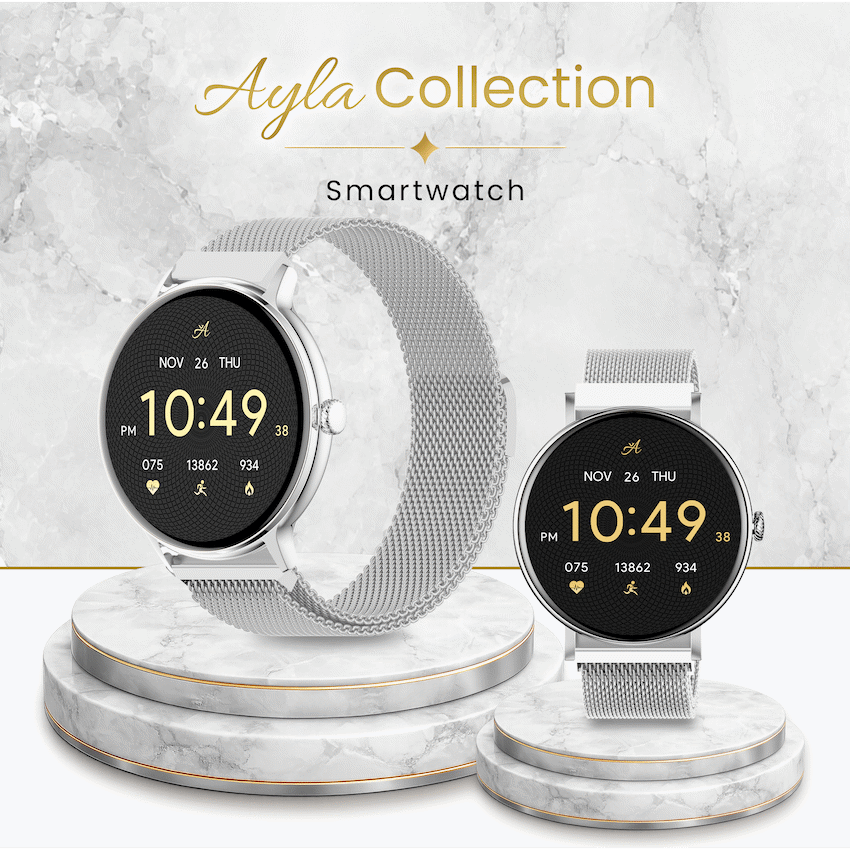 Volkano Ayla Collection Smartwatch with Extra Silicone Strap - Silver | VAC4-5105-SL