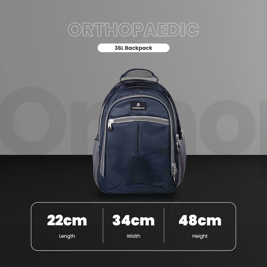 Volkano Orthopaedic Backpack 27L - Navy/Grey | VK-7093-NVGR