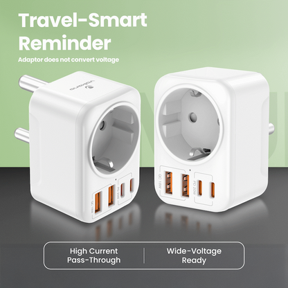 Volkano MultiVolt Series 2x USB-A + 2x USB-C adaptor SA Plug to multi travel socket 20Watt | VK-8031-WT