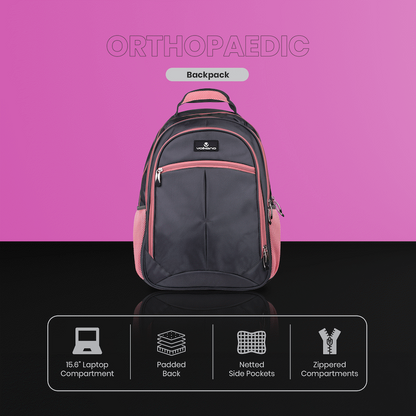 Volkano Orthopaedic Backpack 27L - Dark Grey/Pink | VK-7093-DGRPK
