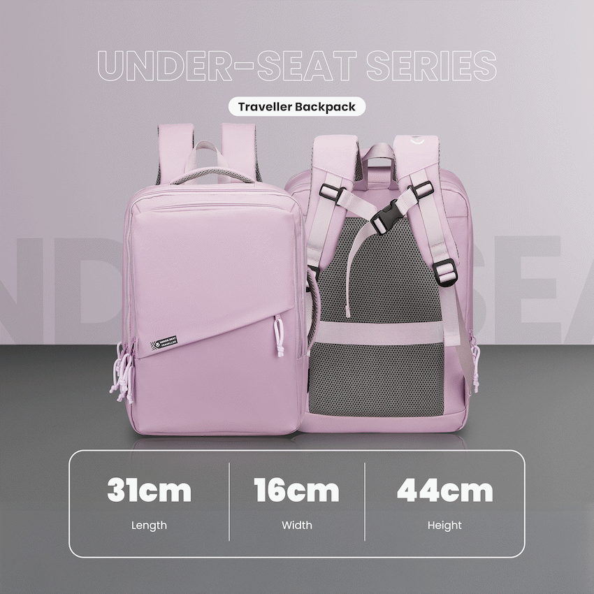Volkano Under-Seat Traveller Backpack Pastel Pink | VK-9300-PP