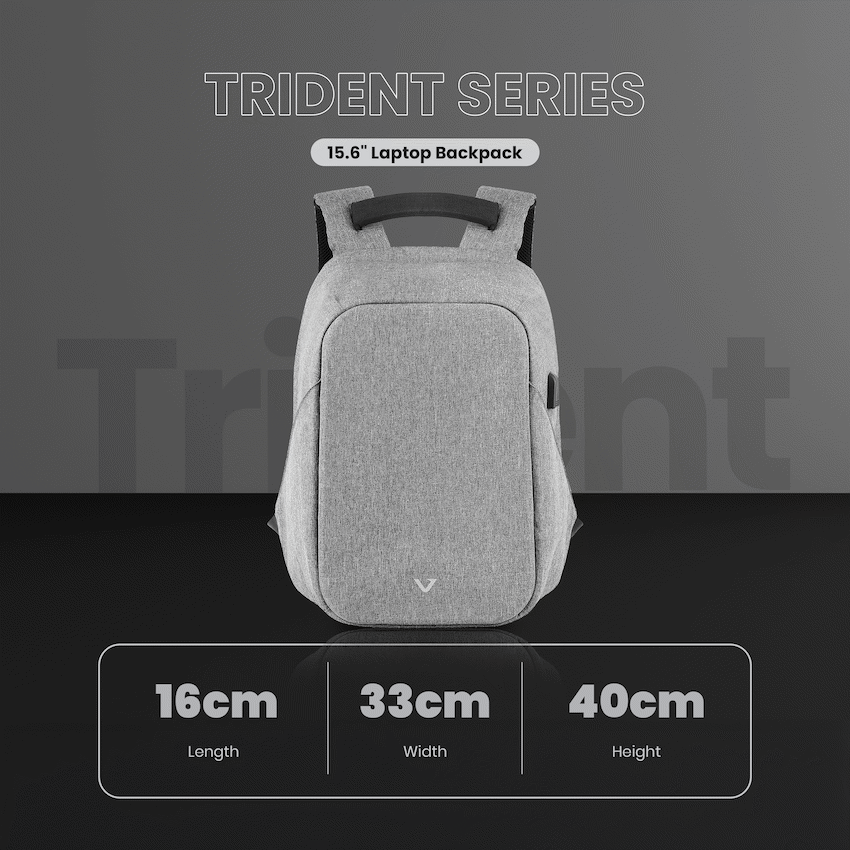 Volkano Trident 15.6" Laptop Backpack - Grey | VK-9139-GR