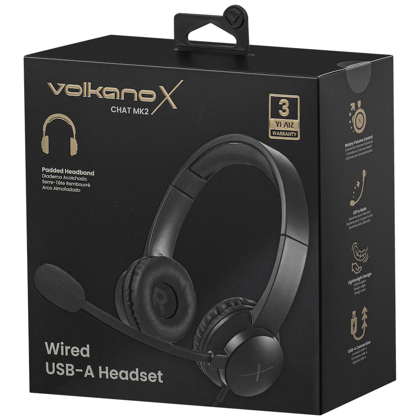 VolkanoX Chat Mk2 Series Wired USB Headset - Graphite | VKX-212-GT