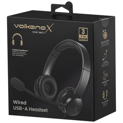 VolkanoX Chat Mk2 Series Wired USB Headset - Graphite | VKX-212-GT