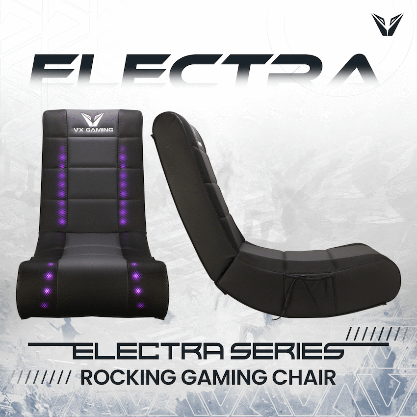 VX Gaming Electra Series Rocking Gaming Chair with LED lights | VX-193-LED-CF