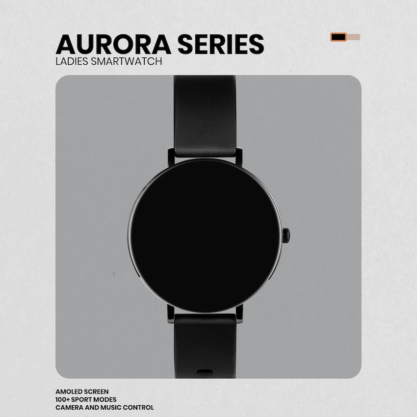 Volkano Aurora Series Ladies Smart Watch - Black | VK-5093-BK